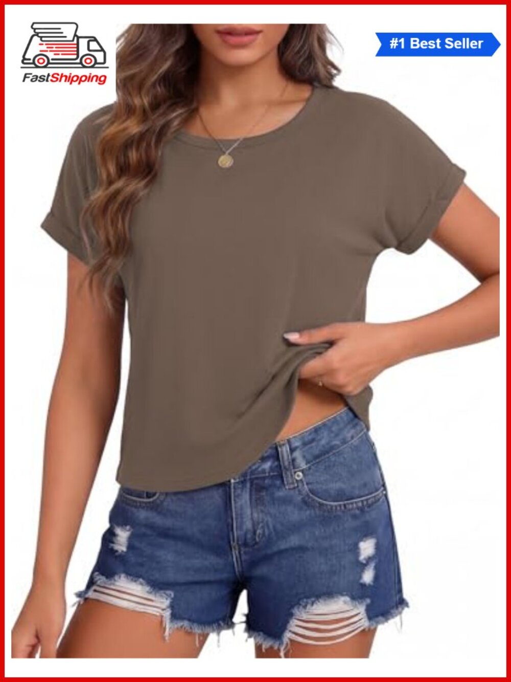 ✨ Totatuit Crop Top Womens Short Sleeve Crewneck Boxy Tee Summer Shirt